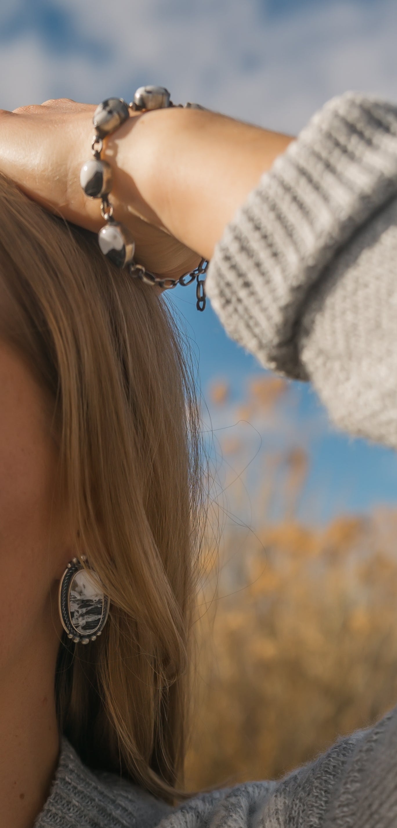 White Buffalo Statement Post Earrings