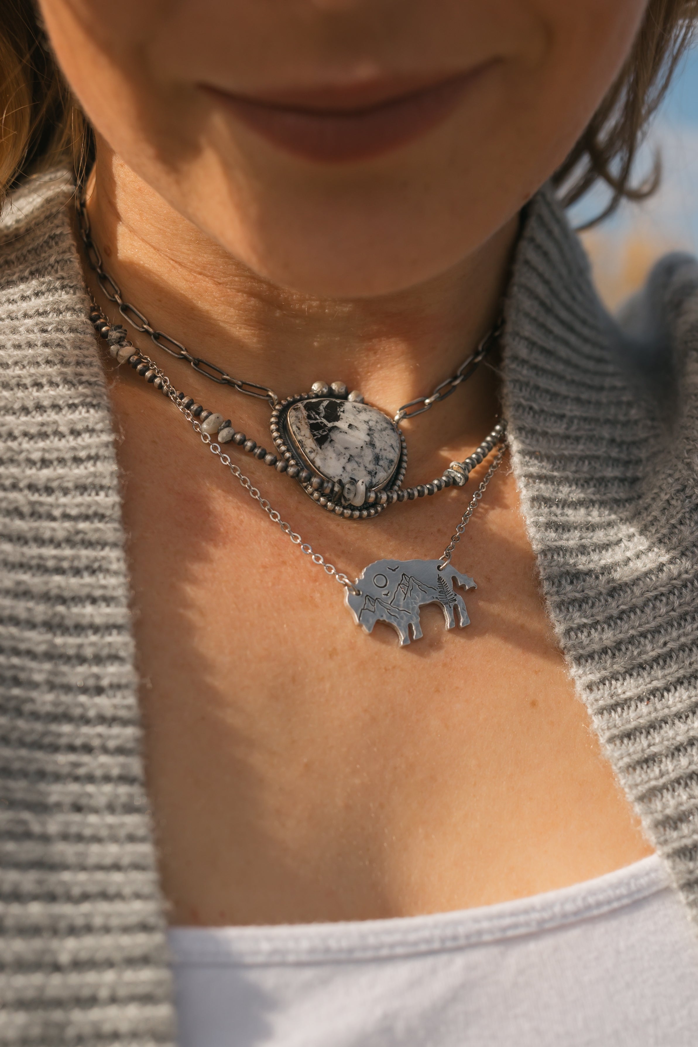 White Buffalo Statement Necklace