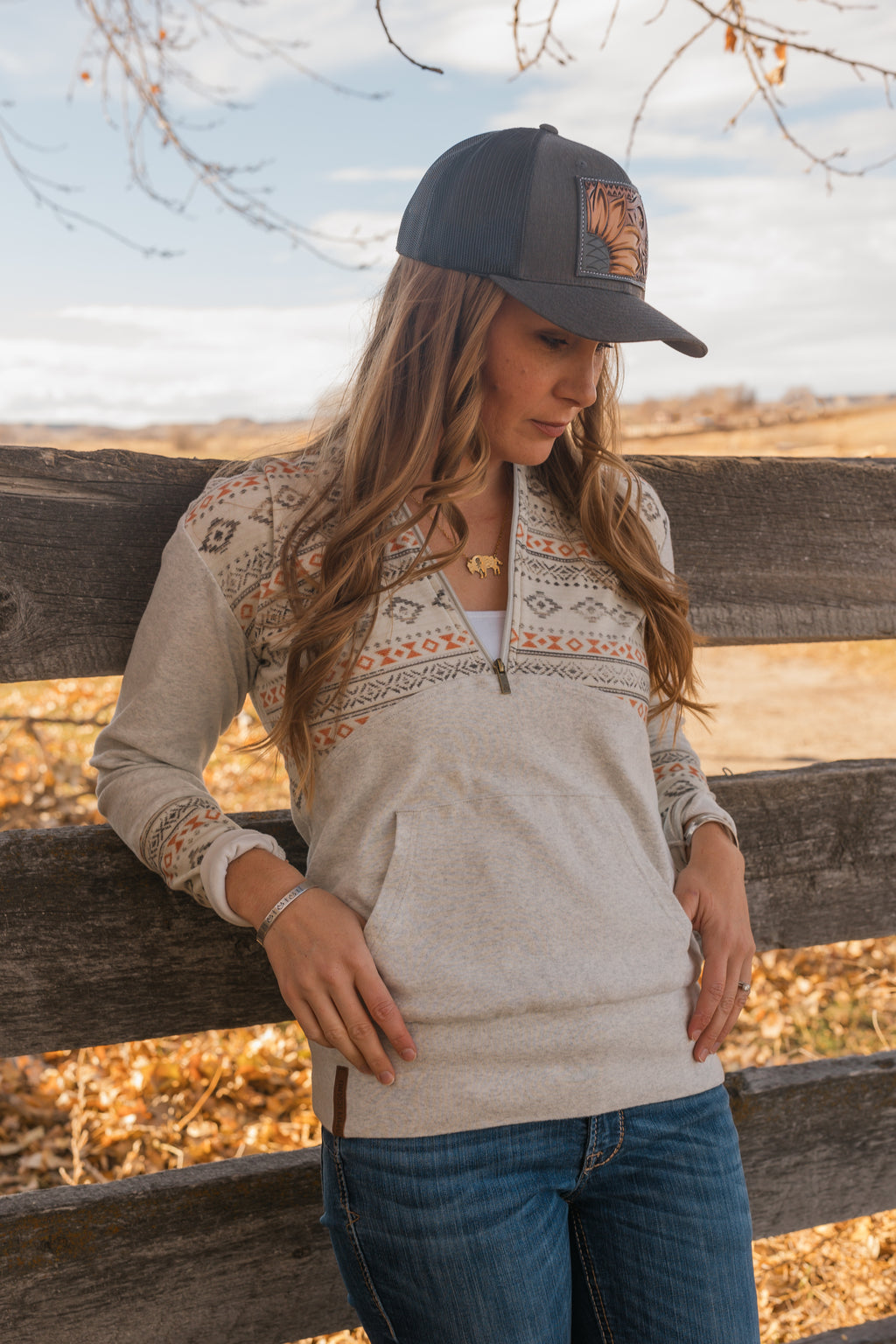 "Sunflower" Hand Tooled Leather Patch Cap