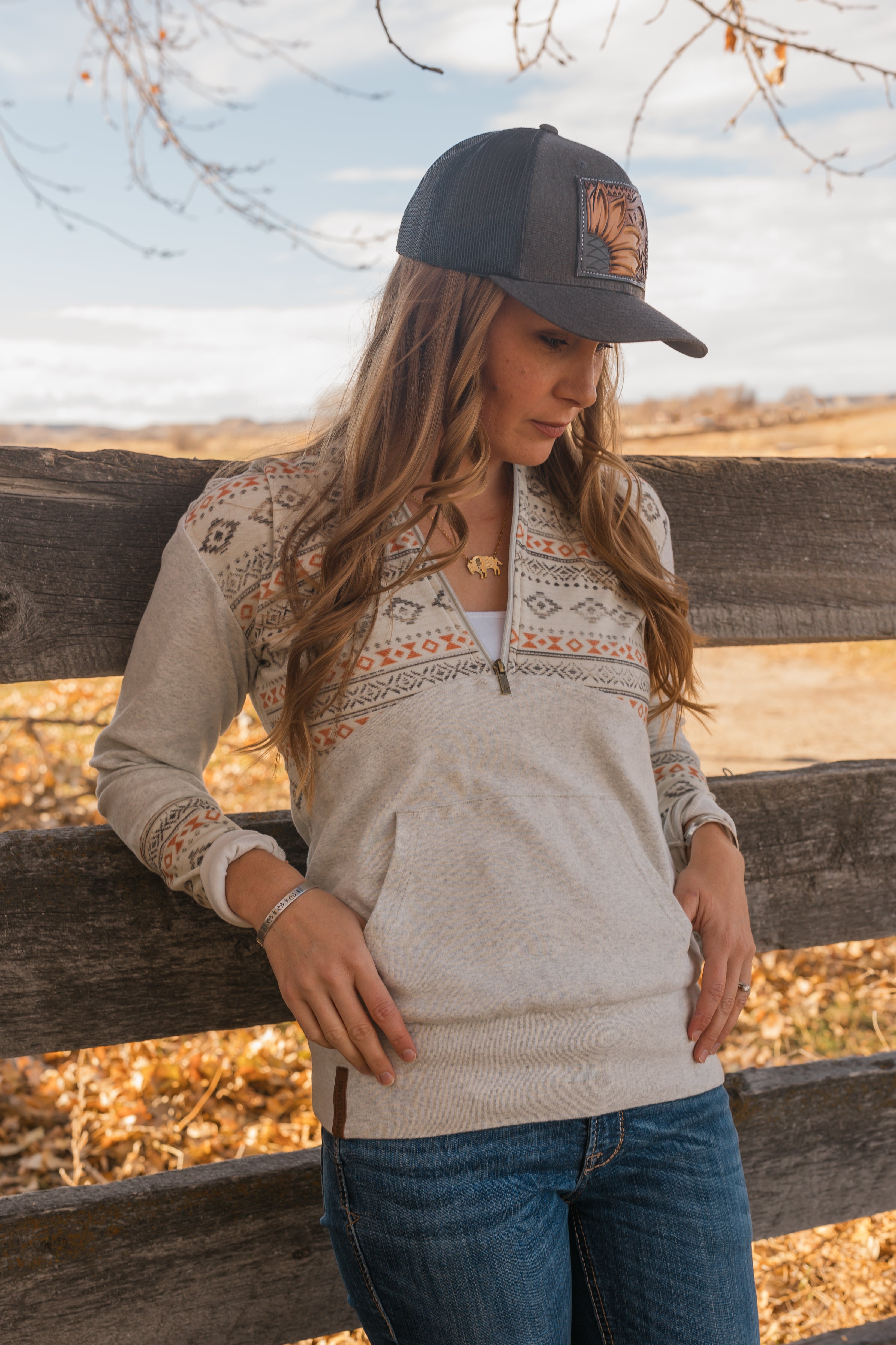 "Sunflower" Hand Tooled Leather Patch Cap