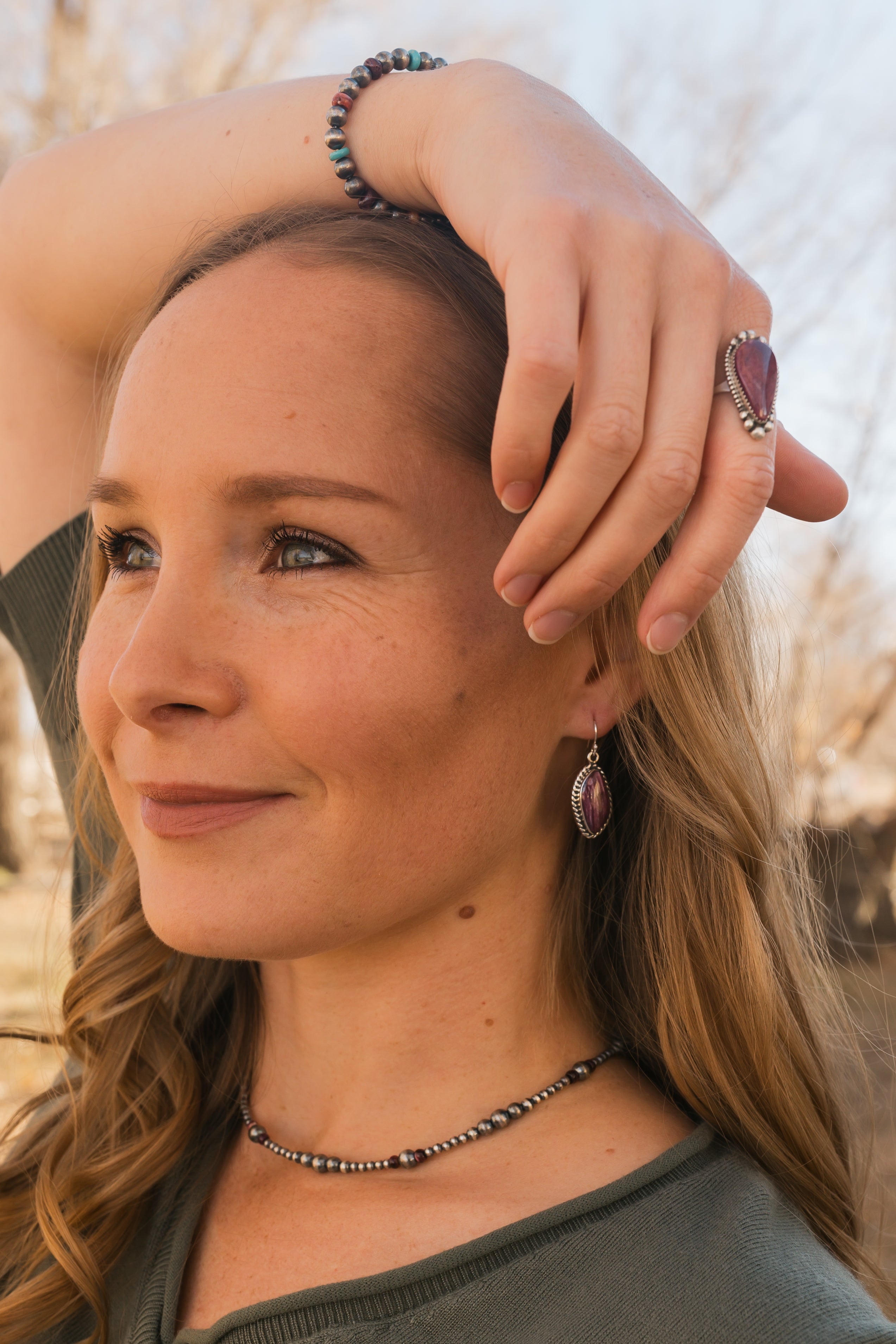 Purple Spiny Oyster Dangle Earrings