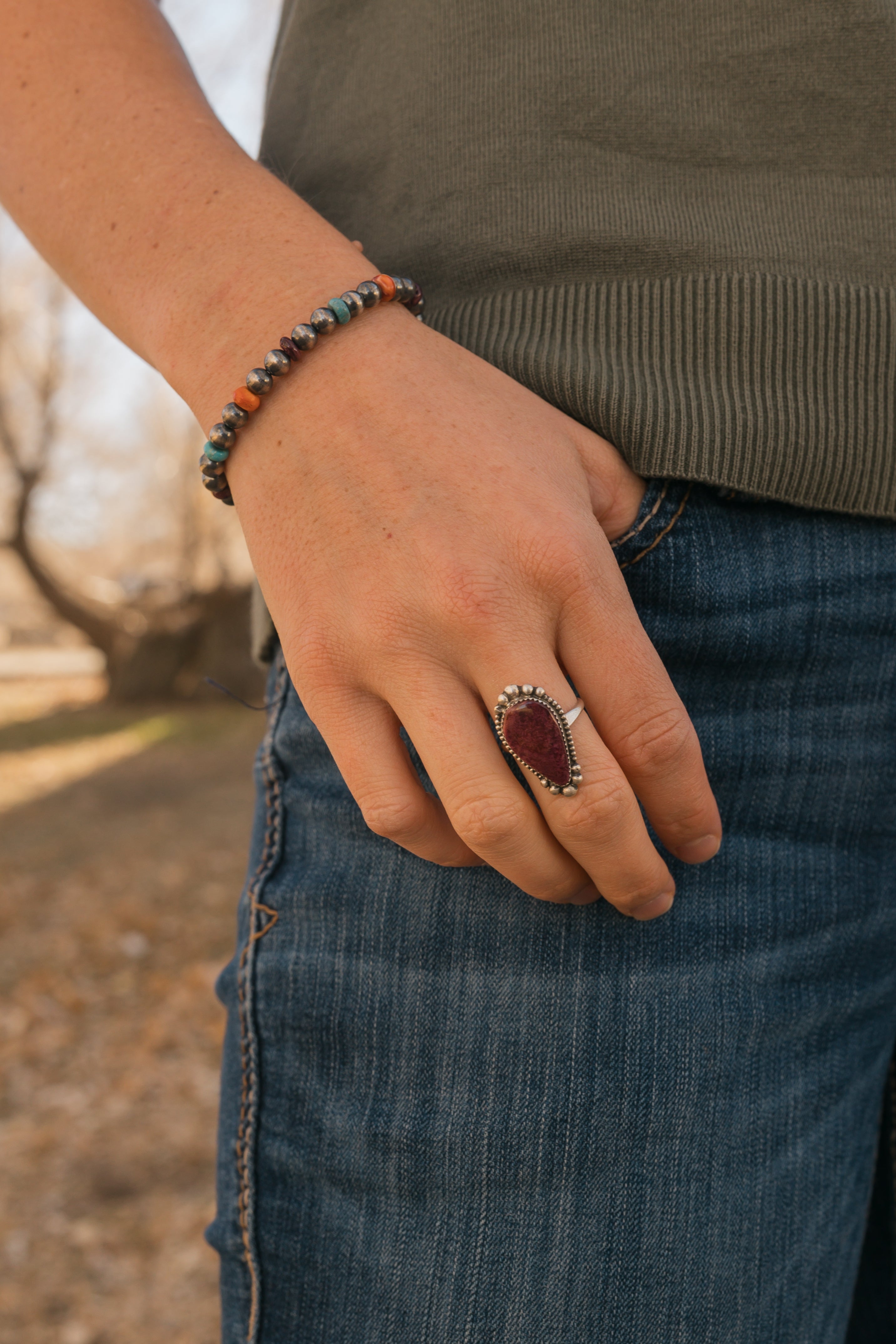 Multi Colored Beaded Stretch Bracelet