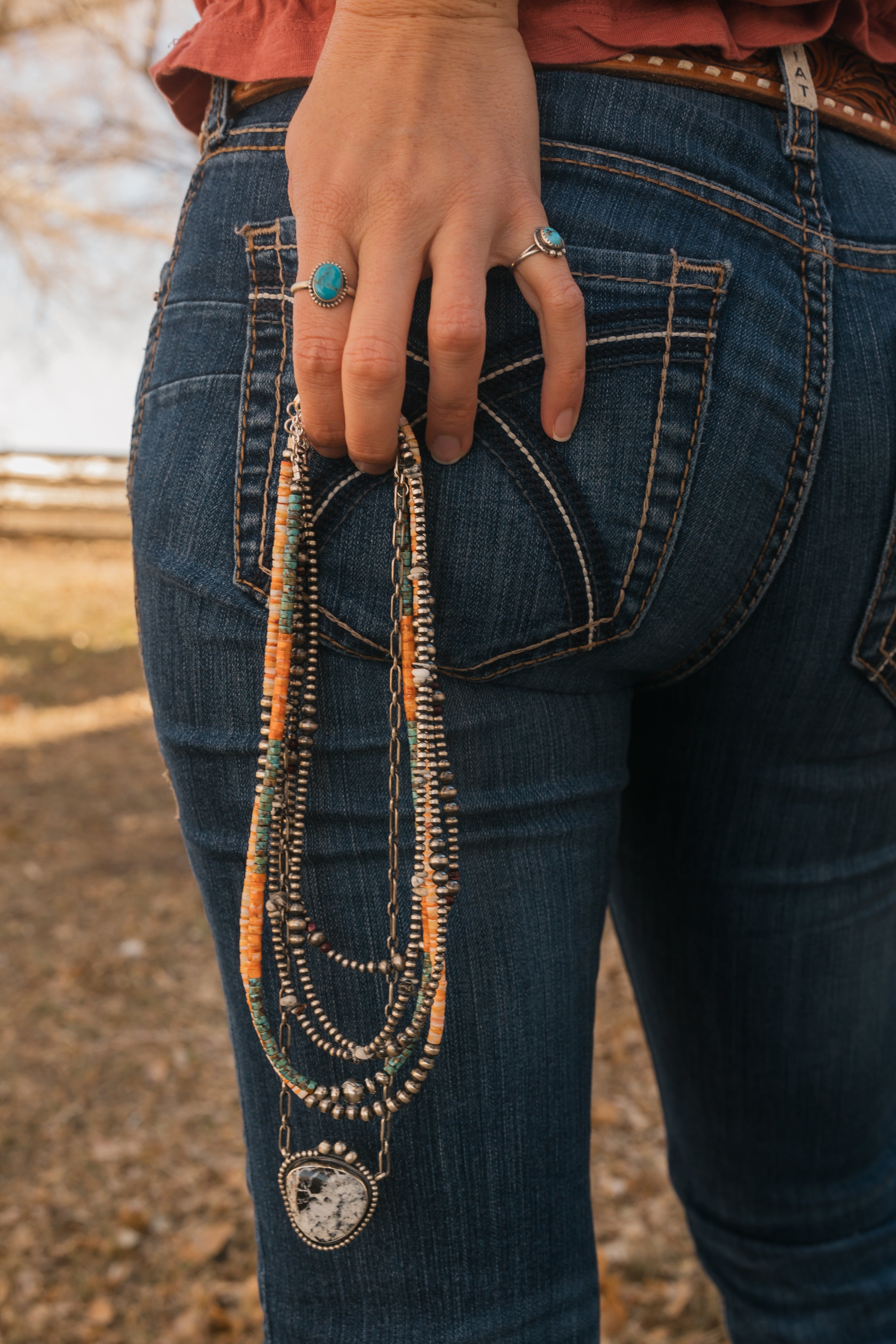 Orange Spiny Oyster & Sterling Silver Beaded Necklace