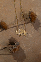 Indian Paintbrush Bison Necklace