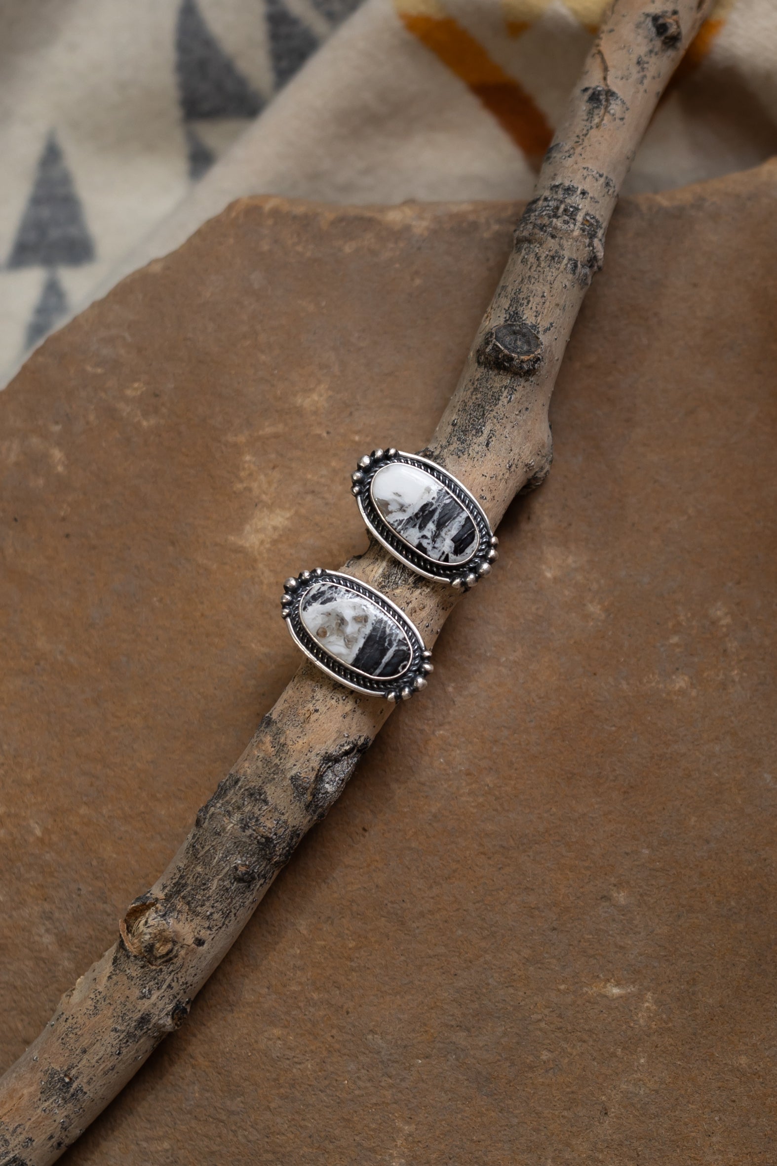 White Buffalo Statement Post Earrings