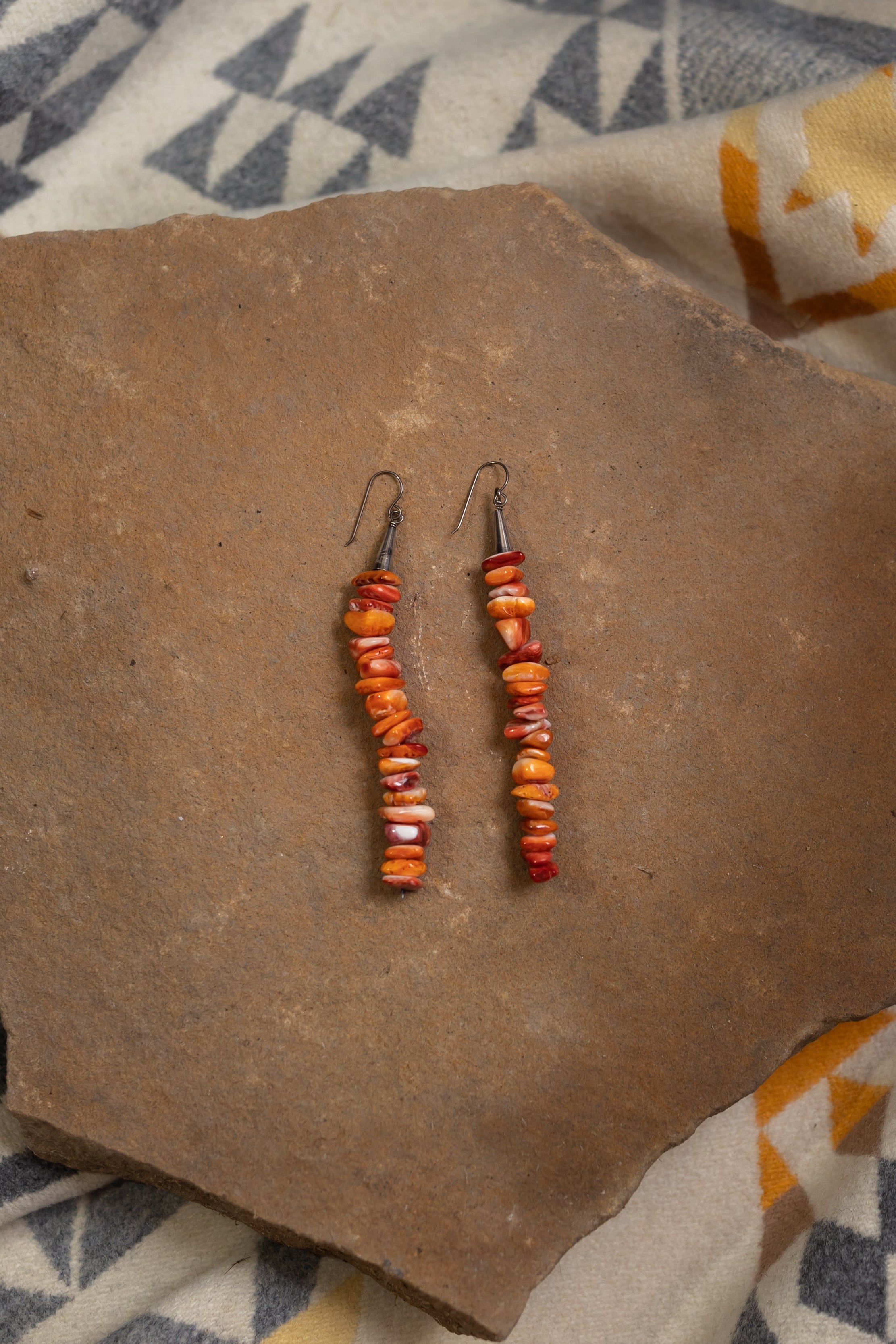 Orange Spiny Oyster Beaded Earrings